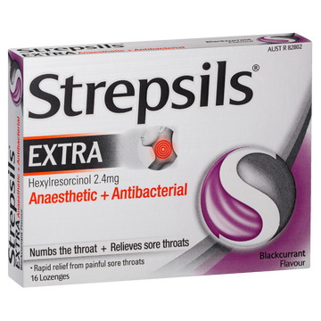 Strepsils Extra Blackcurrant Anaesthetic Lozenges 16 pack