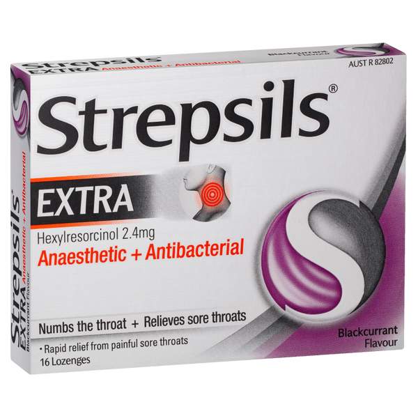 Strepsils Extra Blackcurrant Anaesthetic Lozenges 16 pack
