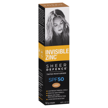 Invisible Zinc Sheer Defence SPF 50 Tinted Moisturiser 50g - Light