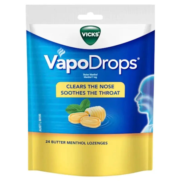 Vicks VapoDrops Butter Menthol Lozenges 24 Pack