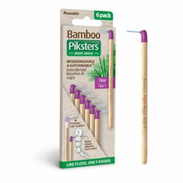 Piksters Bamboo Interdental Brushes Right Angle 6pk Size 01 - Purple