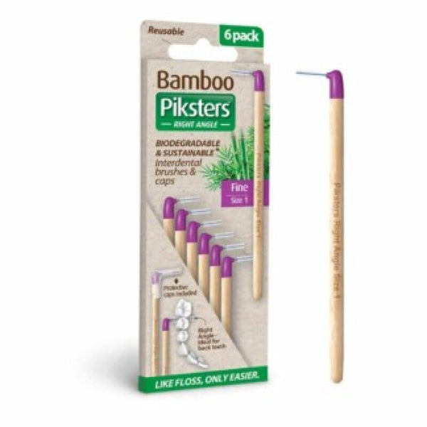 Piksters® Bamboo Interdental Brushes Right Angle 6pk Size 01 - Purple