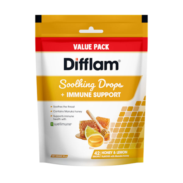 Difflam Soothing Drops + Immune Support Honey & Lemon 42