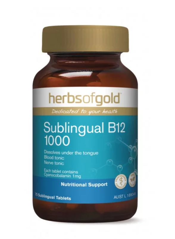 Herbs Of Gold Sublingual B12 1000 75 Tablets