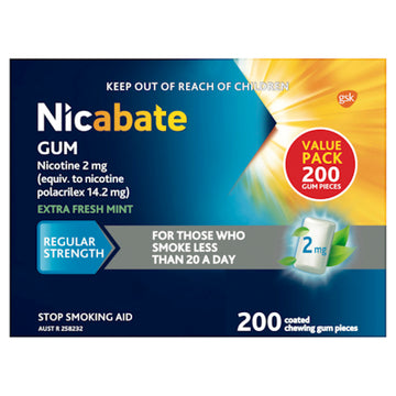 Nicabate Gum 2mg Extra Fresh Mint 200 Pieces