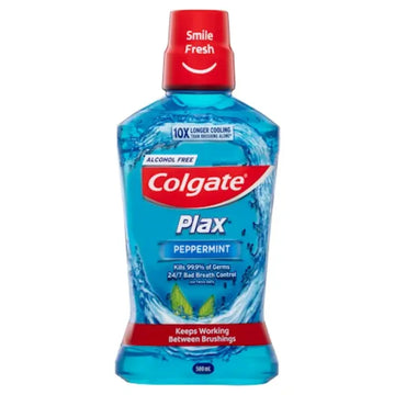 Colgate Plax Alcohol Free Antibacterial Mouthwash Peppermint 500mL