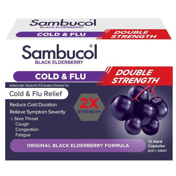Sambucol Cold & Flu Double Strength 12 Capsules
