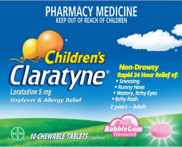 Claratyne Child Hayfever & Allergy Relief Antihistamine Bubble Gum 10 Tabs