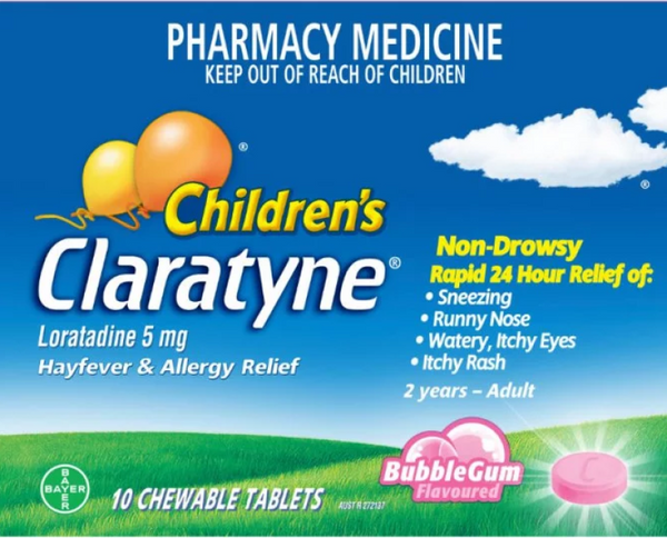 Claratyne Child Hayfever & Allergy Relief Antihistamine B-Gum 10 Tabs