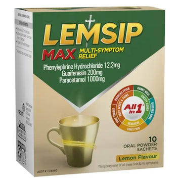 Lemsip Max Multi-Symptom Cold and Flu Relief All-In-1 Hot Drink Lemon 10 pack