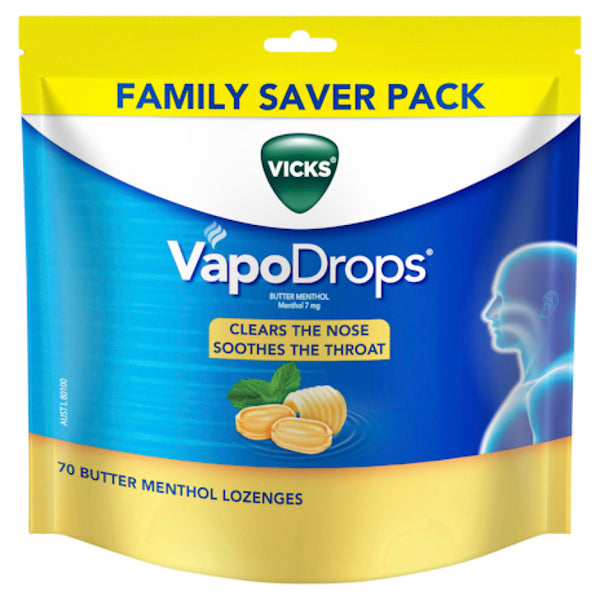 Vicks VapoDrops Butter Menthol Lozenges 70 Pack