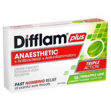 Difflam Plus Anaesthetic Pineapple & Lime - 16 Lozenges