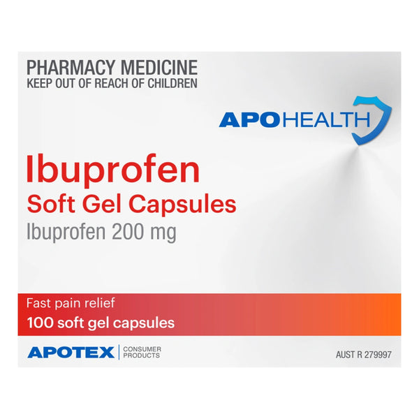 APOHealth Ibuprofen Soft Gel Capsules 200mg 100Cap