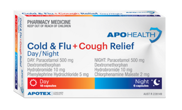 ApoHealth Cold & Flu + Cough Relief Day/Night Cap 24 Tablets