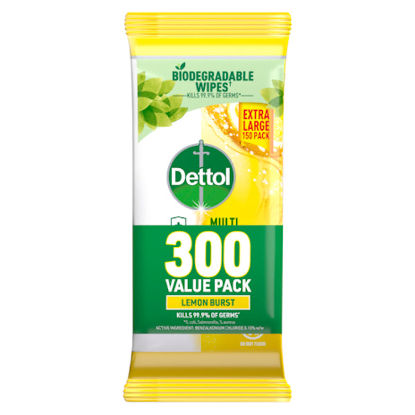 Dettol Multipurpose Wipes Lemon Burst 300 Pack