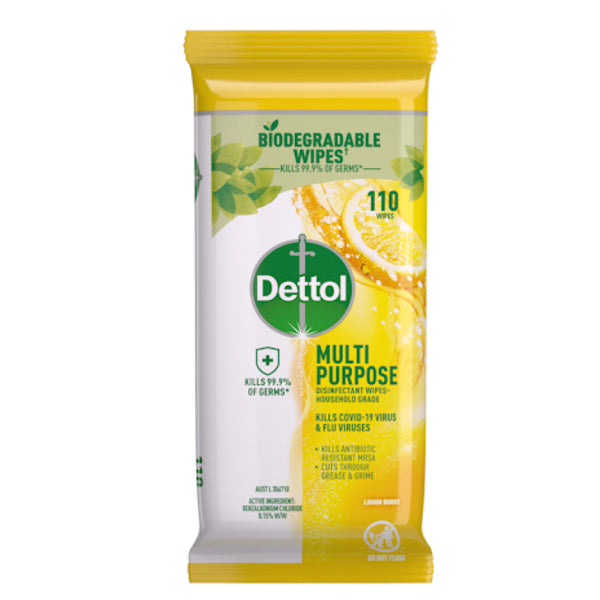 Dettol Multipurpose Wipes Lemon Burst 110 Pack