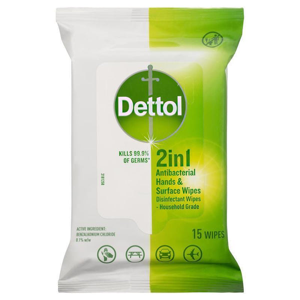 Dettol Hands and Surface Wipes 15pk