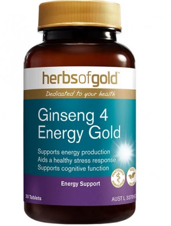 Herbs Of Gold Ginseng 4 Energy Gold 30 Tablets