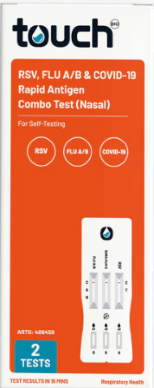 TouchBio RSV Flu A/B & COVID19 Rapid Antigen Test For Self-Testing 2 Tests