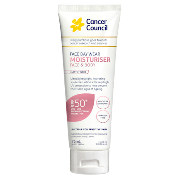 Cancer Council SPF 50+ Day Wear Face Matte Invisible 75ml Tube