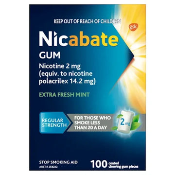 Nicabate Gum 2mg Extra Fresh Mint 100 Pieces