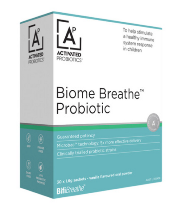 Activated Probiotics Biome Breathe Probiotic Vanilla Sachets 1.6g x 30 Pack