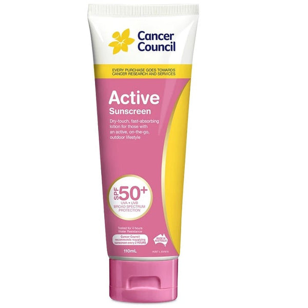 Cancer Council Active Sunscreen Pink SPF50+ Tube 110mL