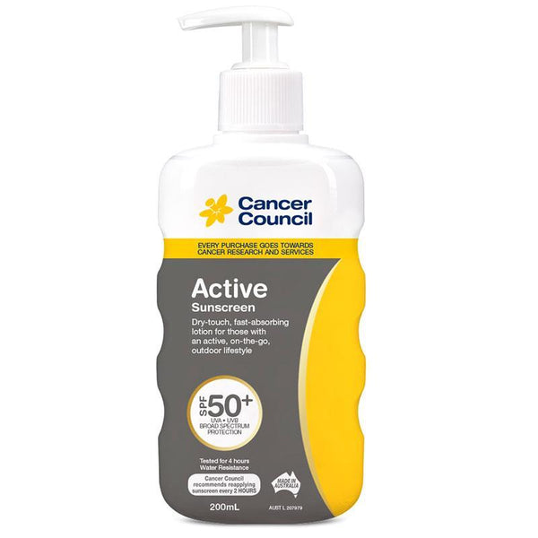 Cancer Council Active Sunscreen SPF50+ Pump 200mL