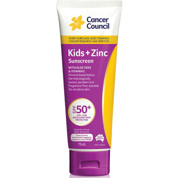 Cancer Council Kids + Zinc Sunscreen SPF50+ Tube 75mL