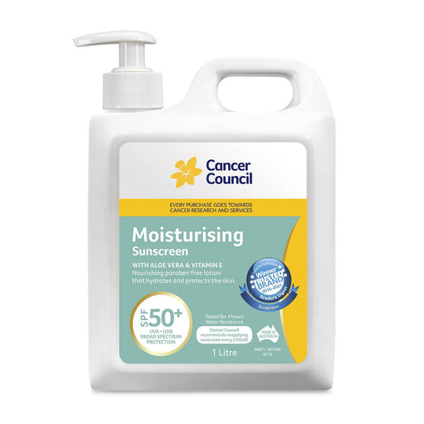 Cancer Council Moisturising Sunscreen SPF50+ Pump 1L