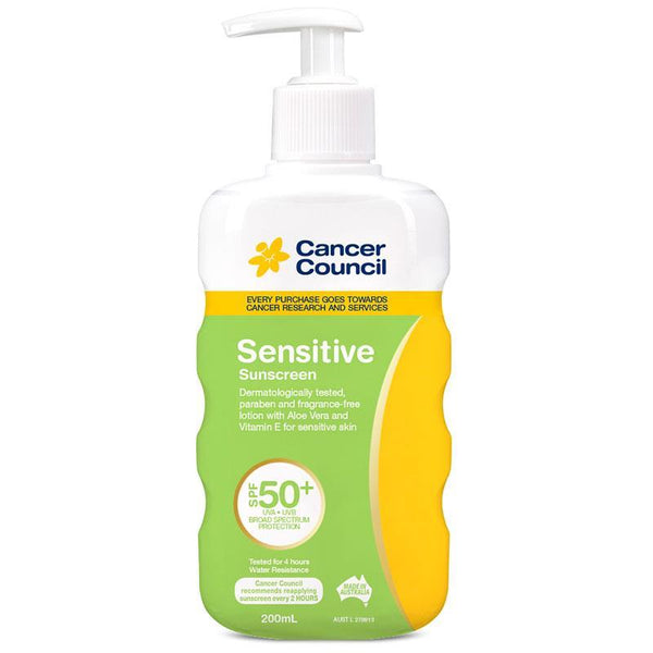 Cancer Council Sensitive Sunscreen SPF50+ Pump 200mL
