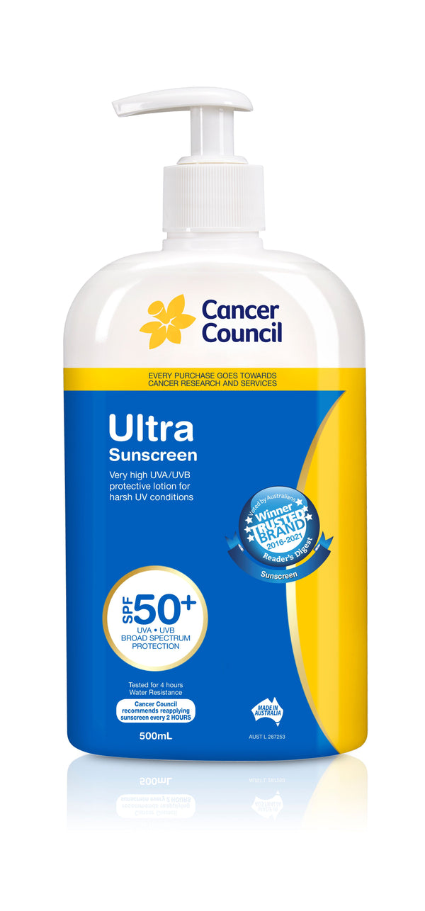 Cancer Council Ultra Sunscreen SPF 50+ Pump 500mL