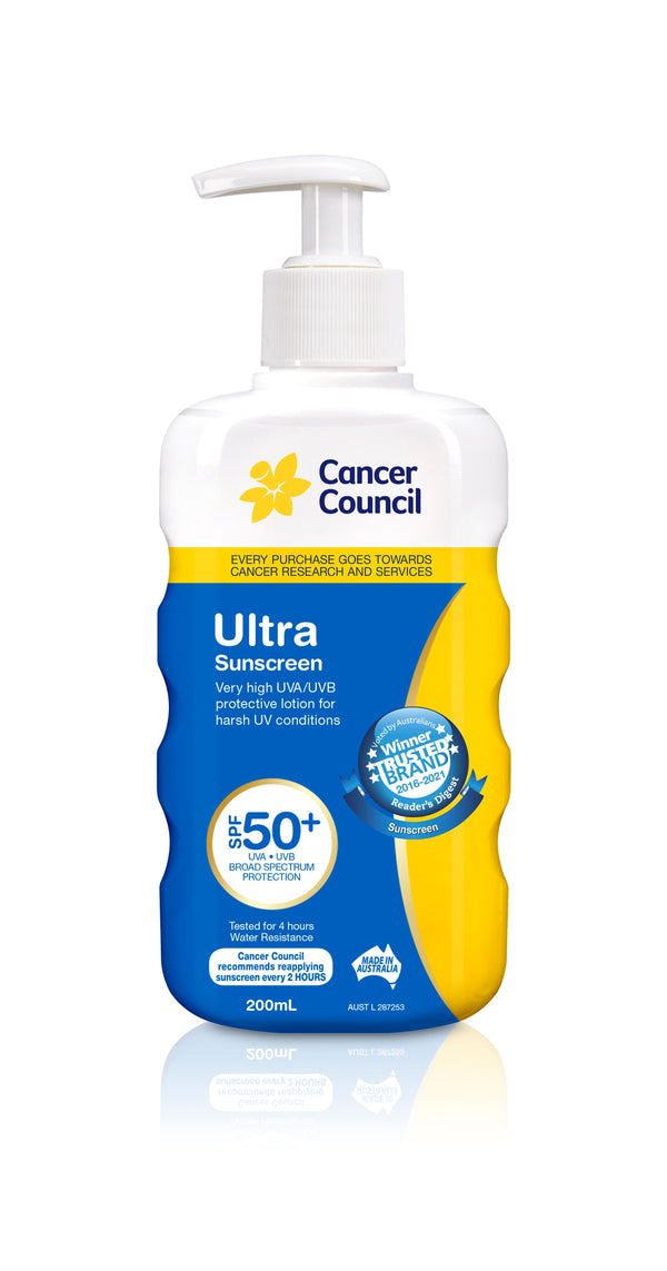 Cancer Council Ultra Sunscreen SPF 50+ Pump 200mL