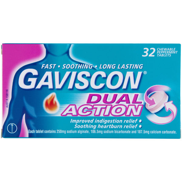 Gaviscon Dual Action Peppermint Chewable Tablets 32