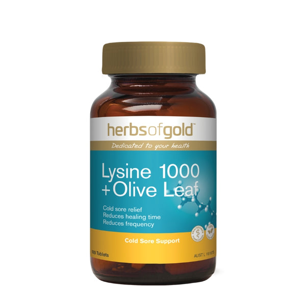 Herbs Of Gold Lysine 1000 + Olive Leaf Tablets 100