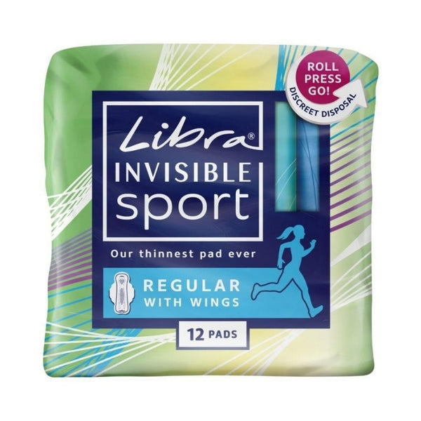 Libra Invisible Sport Regular Pads With Wings 12 Pack