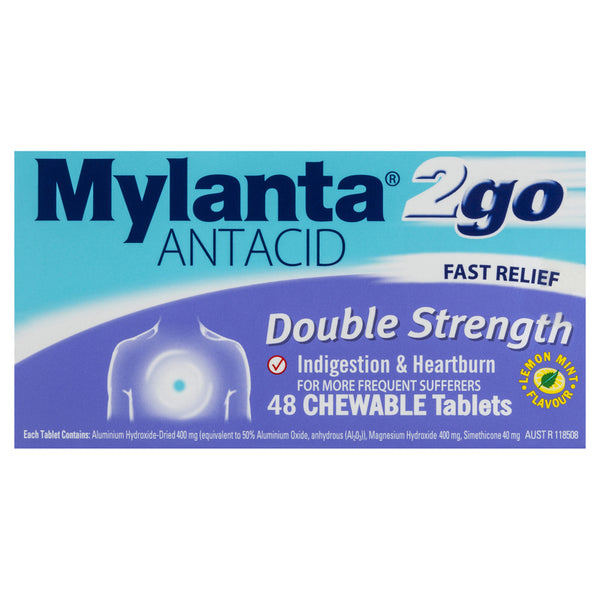 Mylanta 2go Double Strength Chewable Tablets 48