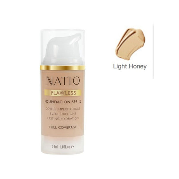 Natio Flawless Foundation SPF 15 Light Honey 30mL