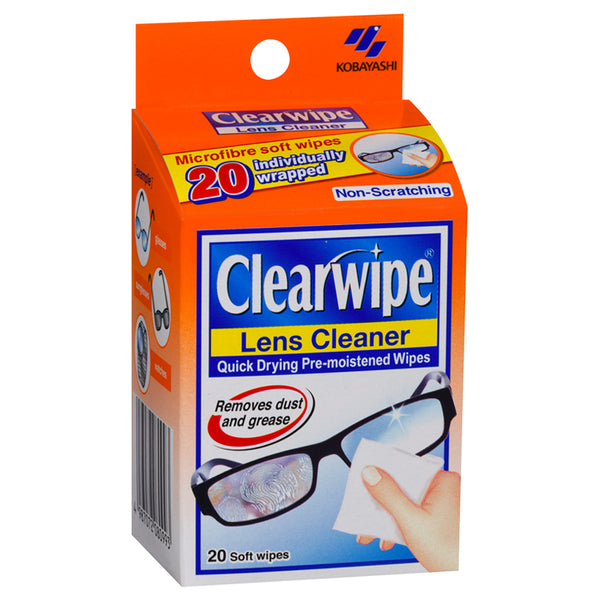 Clear Wipe Lens Cleaner (Pre-Moistened Wipes) 20 Pack