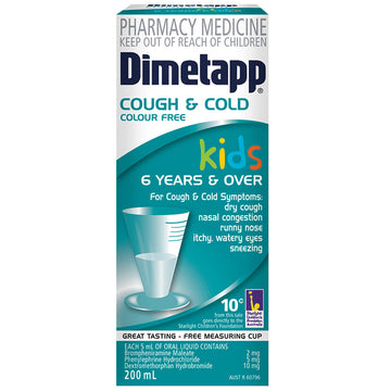Dimetapp Cough and Cold Elixir Colour Free 200mL