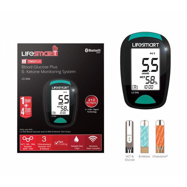 LifeSmart 2TwoPlus Blood Glucose & Ketone Meter Bluetooth (LS-946)