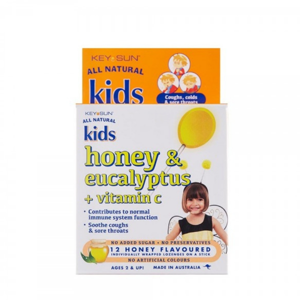 Key Sun All Natural Kids Honey & Eucalyptus + Vitamin C Lozenges 12