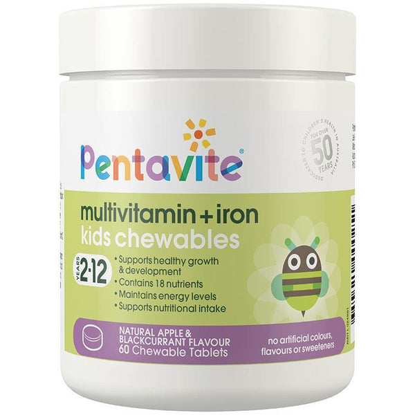 Pentavite Multivitamin + Iron Kids Chewable Tablets 60