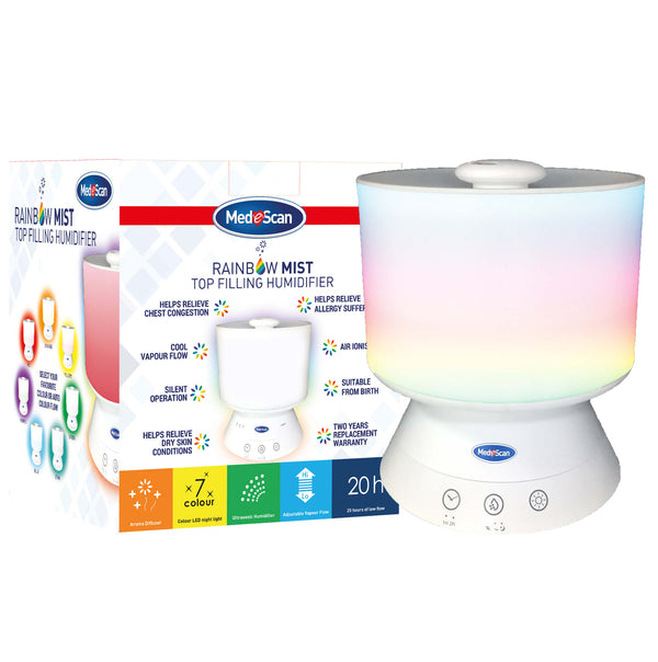 Medescan Rainbow Mist Top Fill Ultrasonic Cool Mist Humidifier